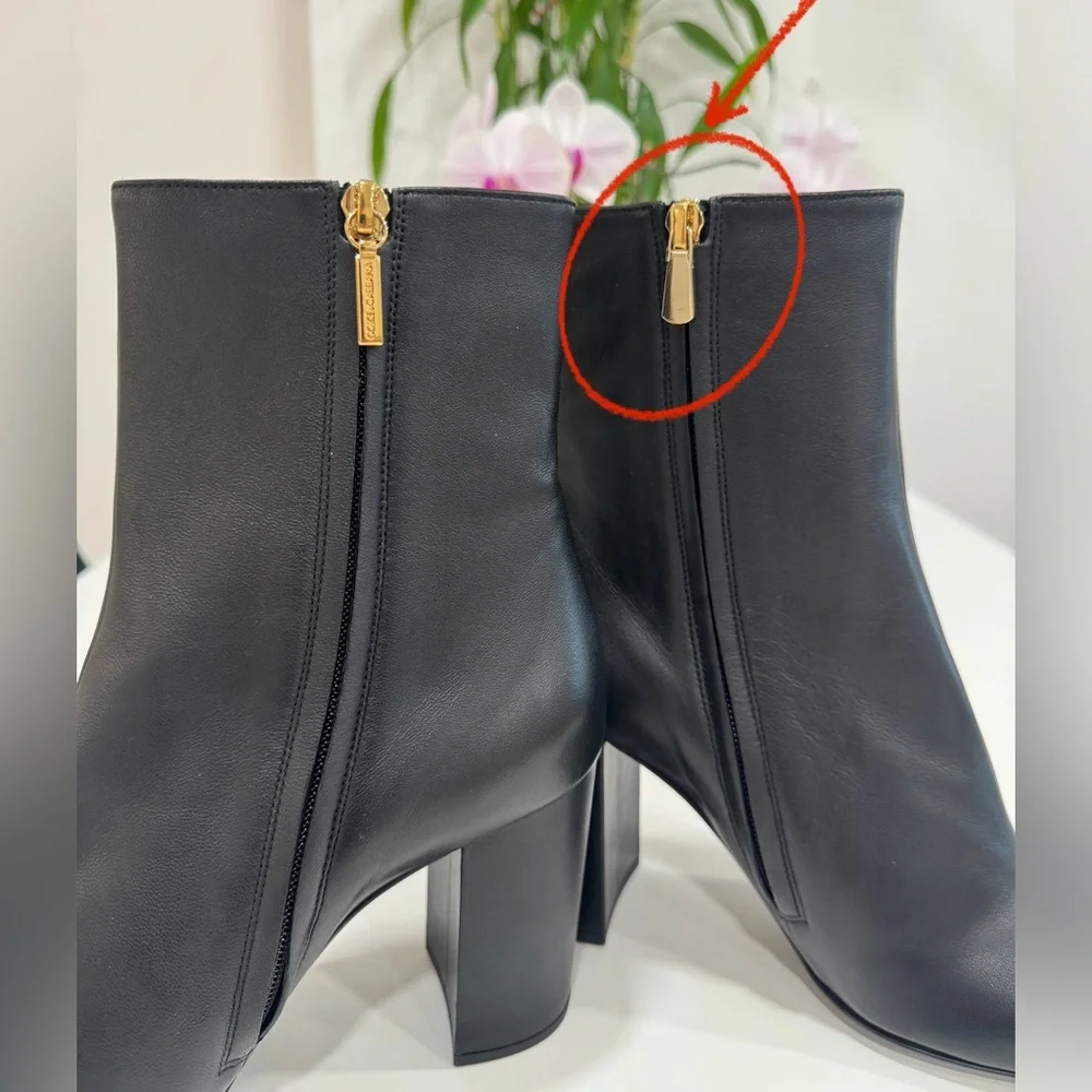 Dolce and Gabbana Gold Logo Black Nappa leather ankle boots